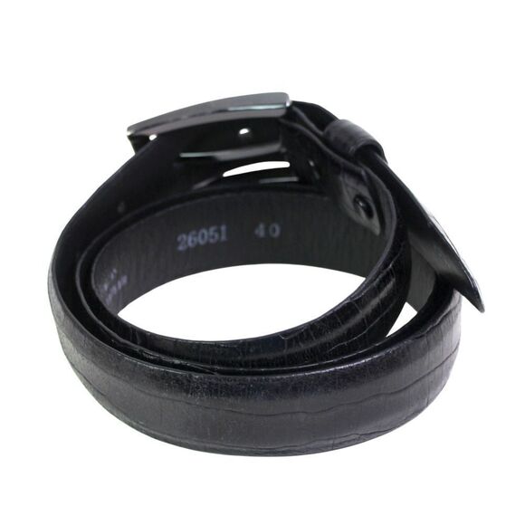 BLACK GENUINE LEATHER CROCO PRINT 1 1/8"Wd CASUAL DRESS MEN'S BELT Sz 40 (A6 - Picture 4 of 13